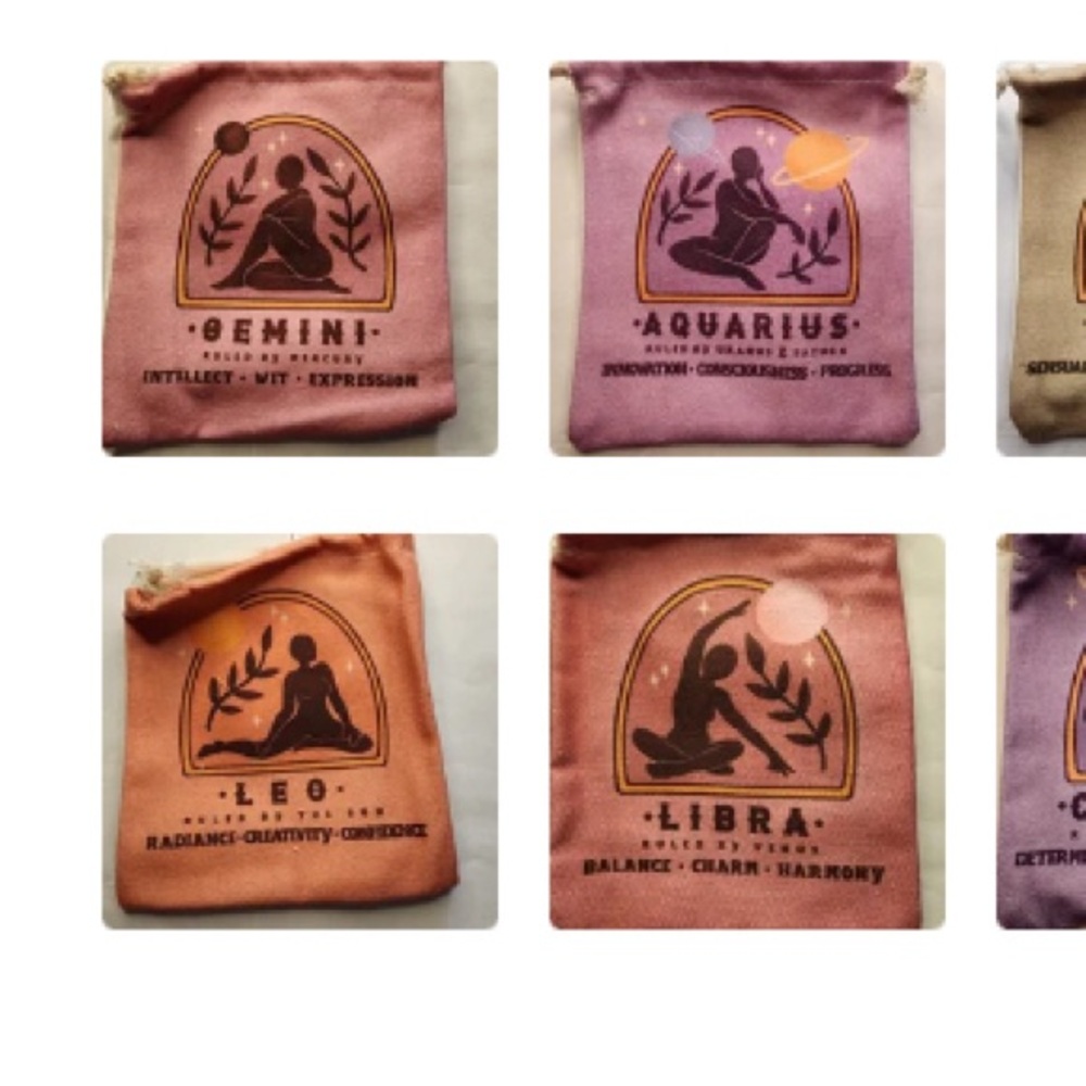 Zodiac sign bags & crystals